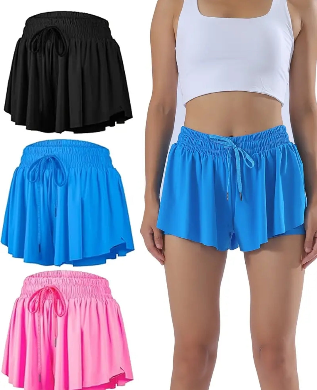 Elastic High Waist Athletic Shorts